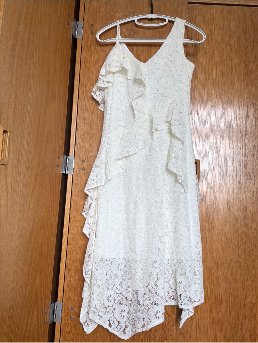 Taylor Ivory Asymmetrical Lace Dress